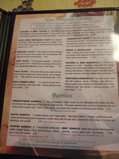 Fred's menu II:  Never trust a burrito called the Conquistador...